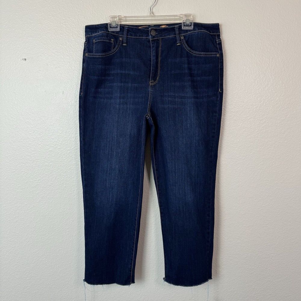 Seven 7 For All Mankind Tower Straight Crop Denim Blue Jeans Dark Wash 16